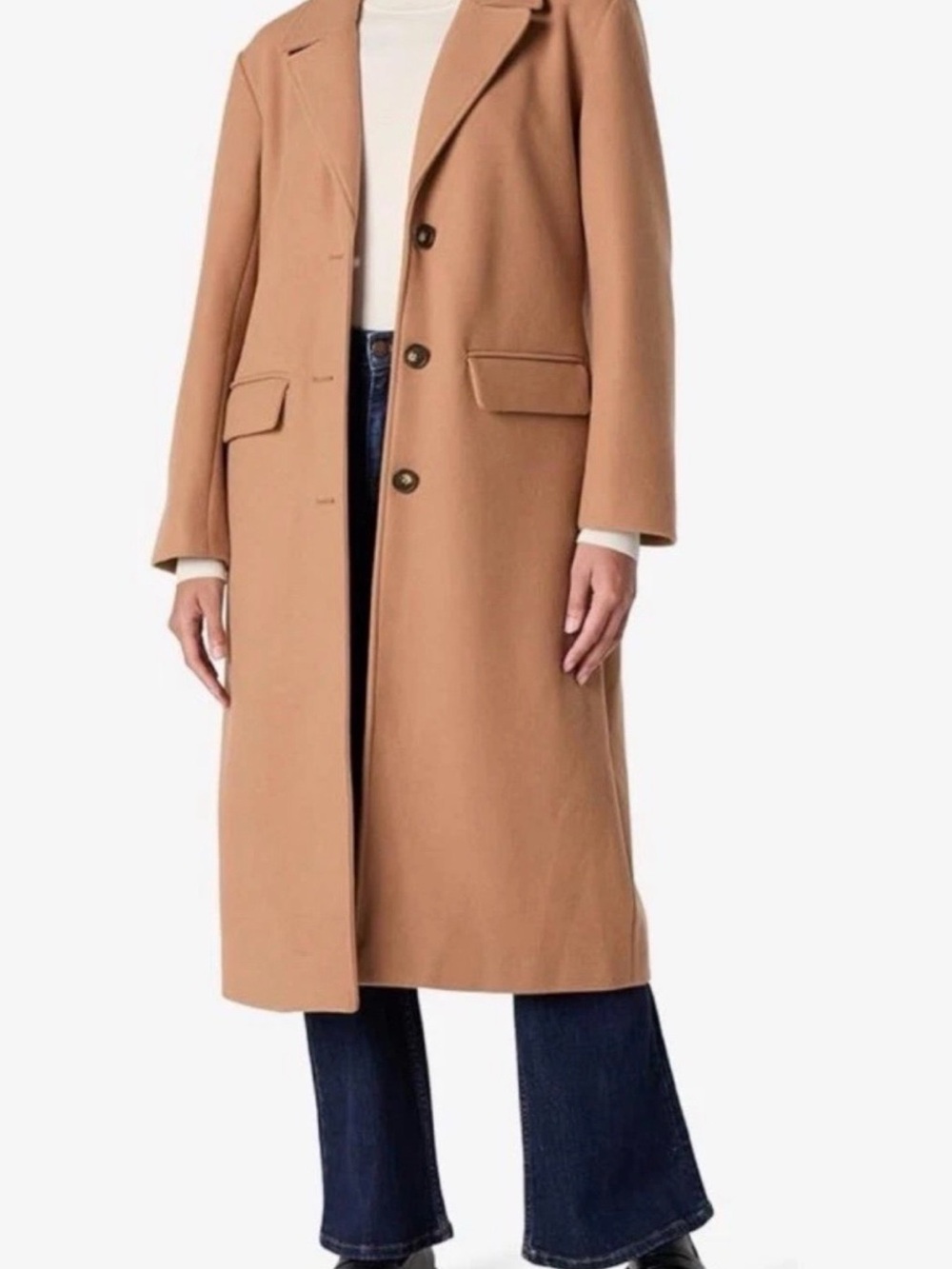 The Drop Liam Loose Overcoat Women’s Camel Long Single-Breasted Coat Size XL